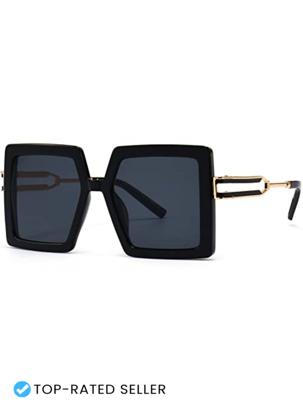 Oversized Square Sunglasses for Women UV400 Protection Retro Metal Temple